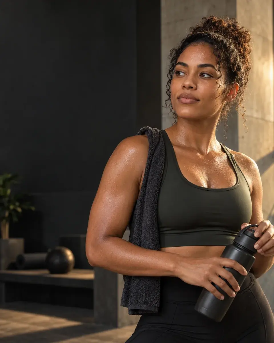 Atleta adulta en un estudio de entrenamiento contemporáneo
